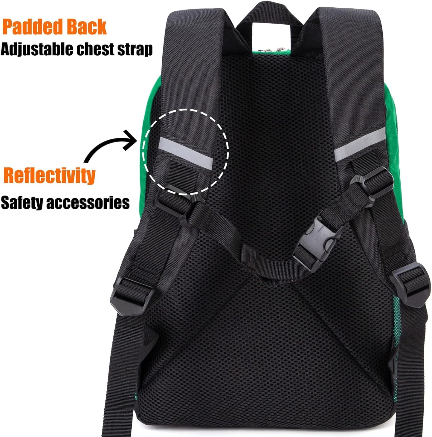 Little Kids Backpack for Boys Toddler School Bag Fits 3 to 6 Years Old, 15 Inch, Green Blue