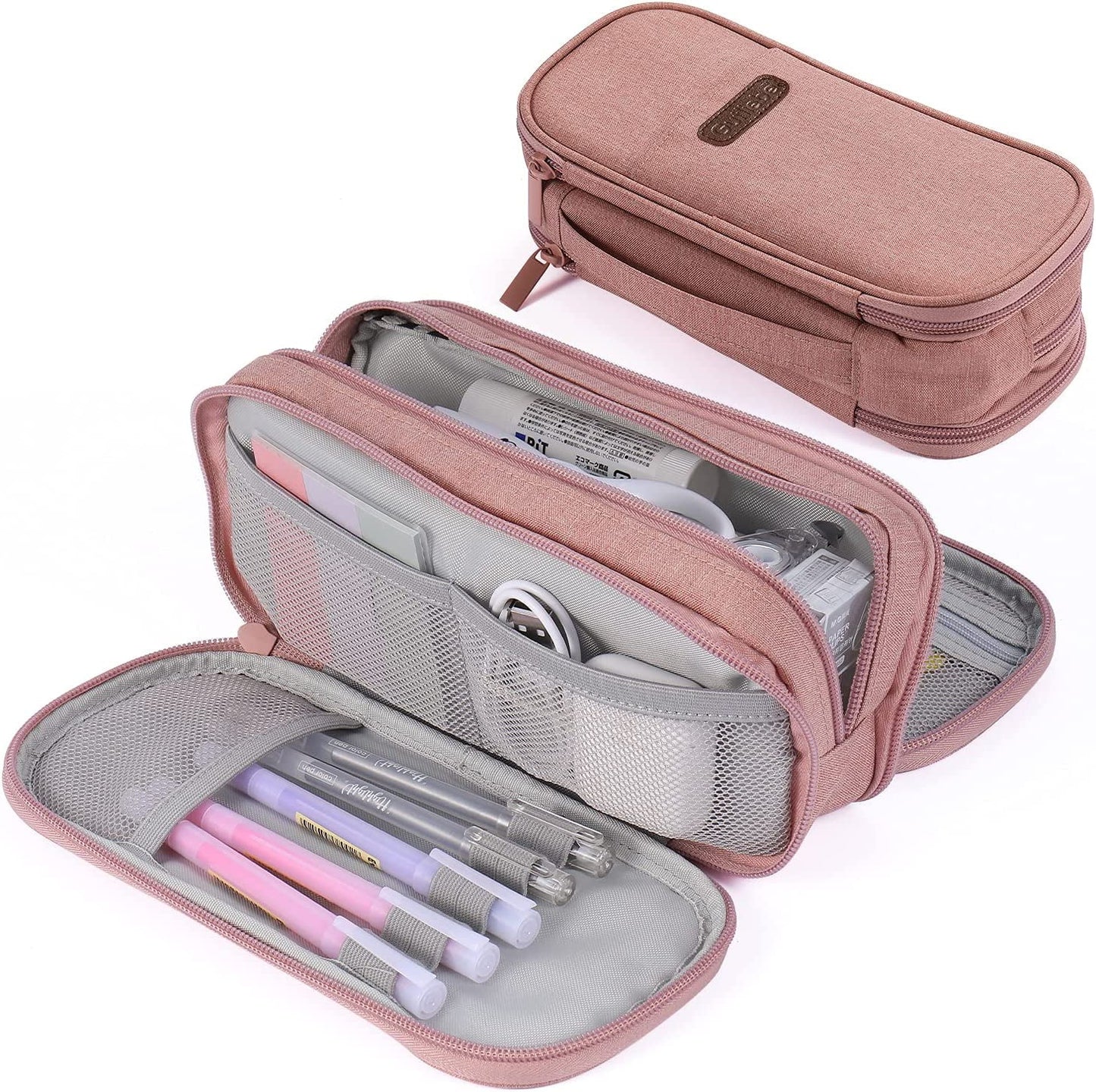 Portable Pencil Case with Large Capacity, Pink