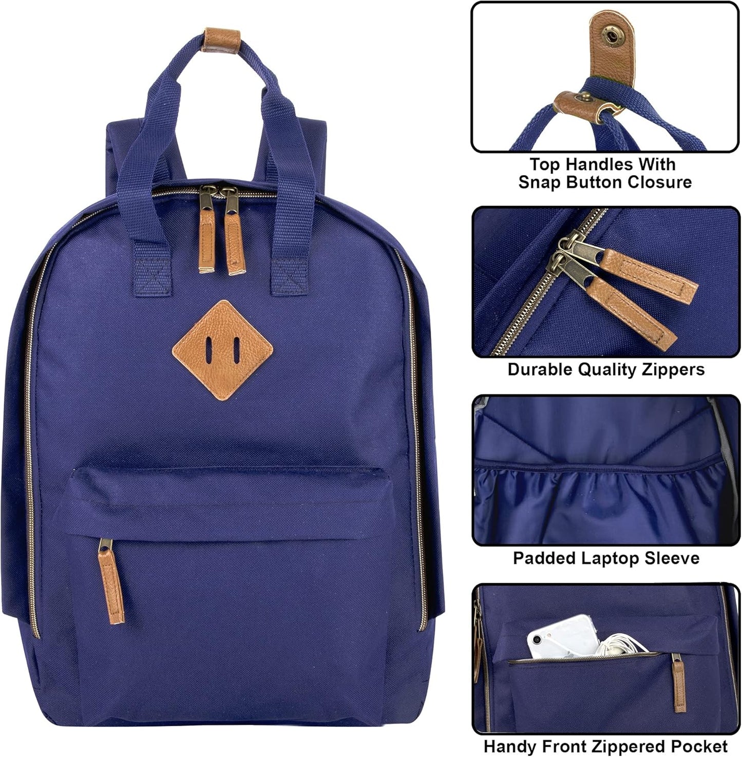 College 16 Inch Laptop Backpack for Women, Men | Computer Travel Backpack Carry on Flight Approved for School, Work, Commuter (Navy)