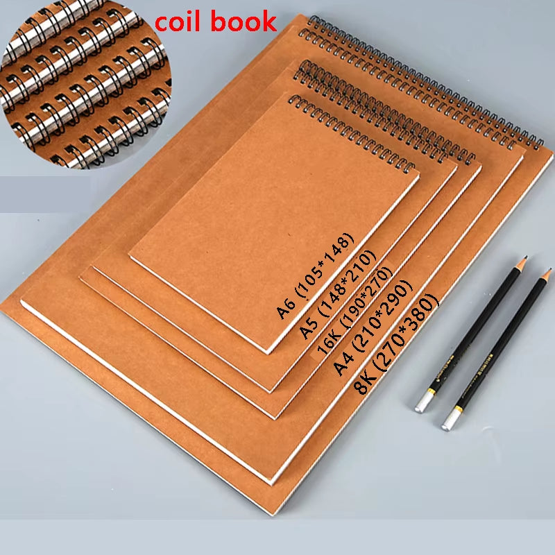 Professional Sketchbook Thick Paper Spiral Notebook Art School Supplies Pencil Drawing Notepad Stationery Cute Gel Pens Pencil