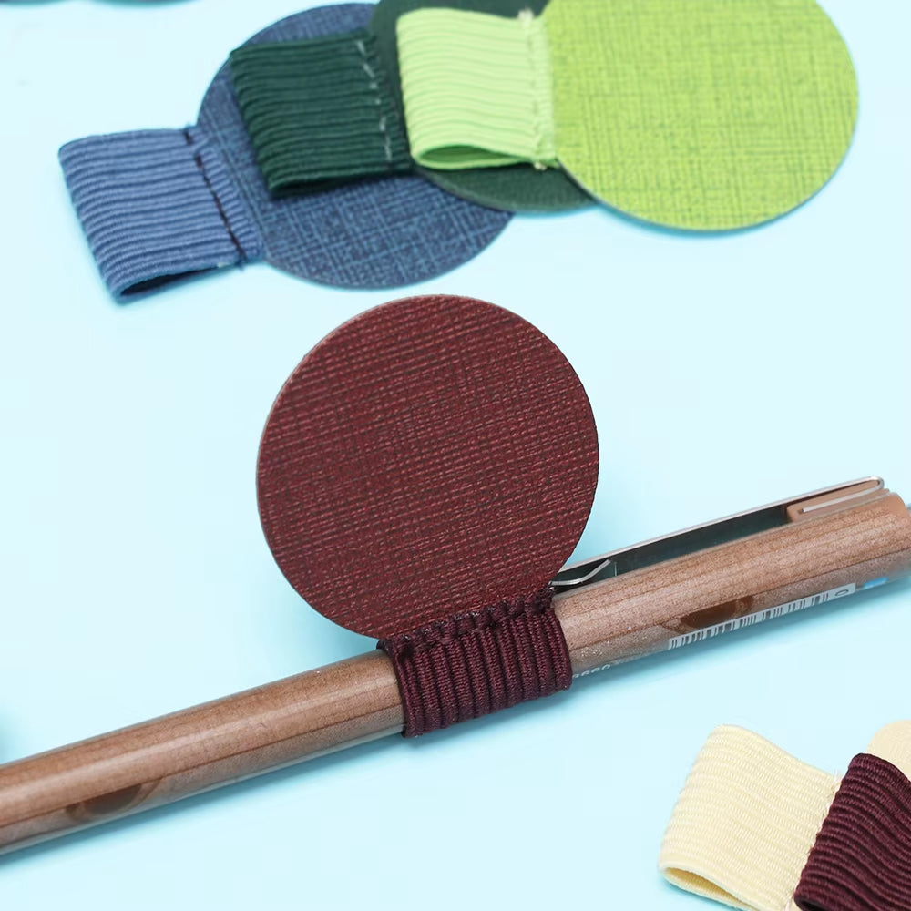 1PCS Colorful Self-Adhesive Leather Pen Clip Pencil Elastic Loop for Notebooks Journals Clipboards Pen Holder School Supplies