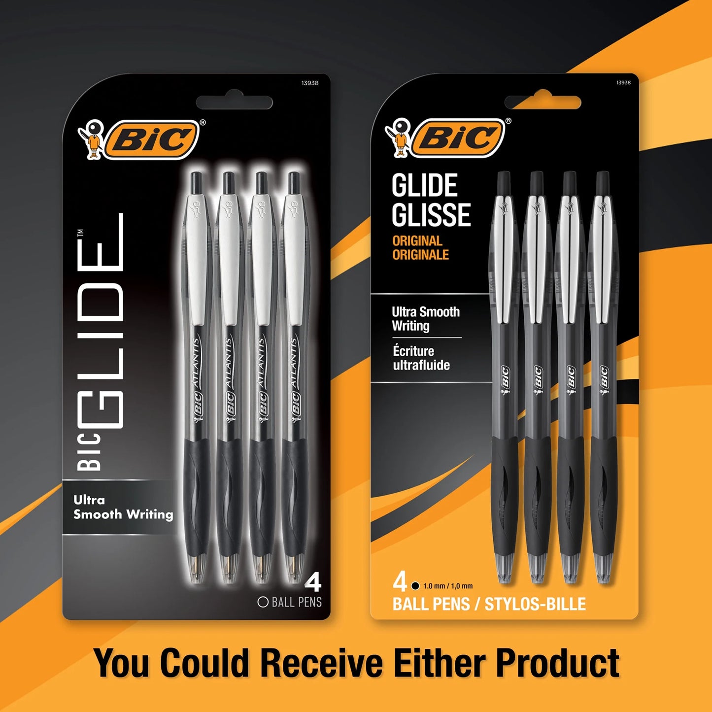 Glide Retractable Ballpoint Black Pens, Medium Point, 1.0 Mm, Black Ink, Pack of 4