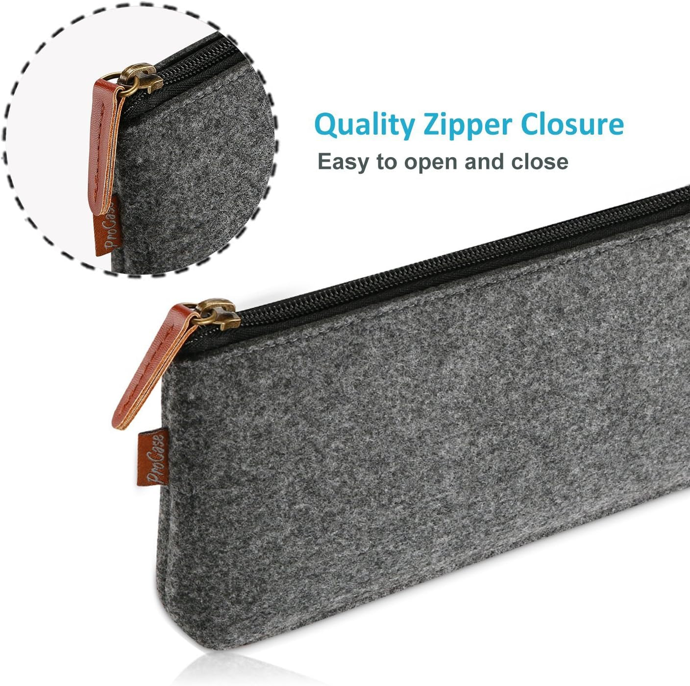 2 Pack Pencil Bag Pen Case, Felt Students Stationery Pouch Zipper Bag for Pens, Pencils, Highlighters, Gel Pen, Markers, Eraser and Other School Supplies