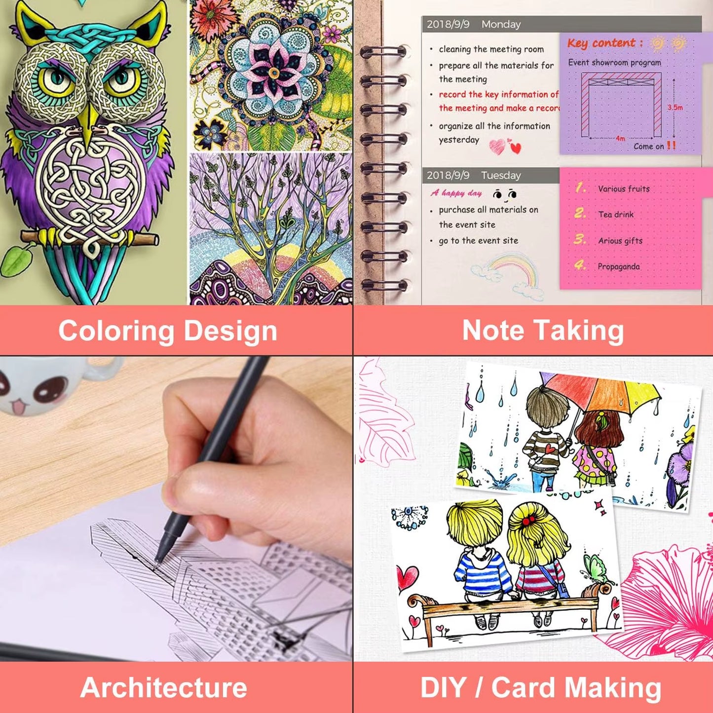Planner Pens Colored Pens, Office School Supplies, Fine Point Markers Drawing Pens Fineliner Pen