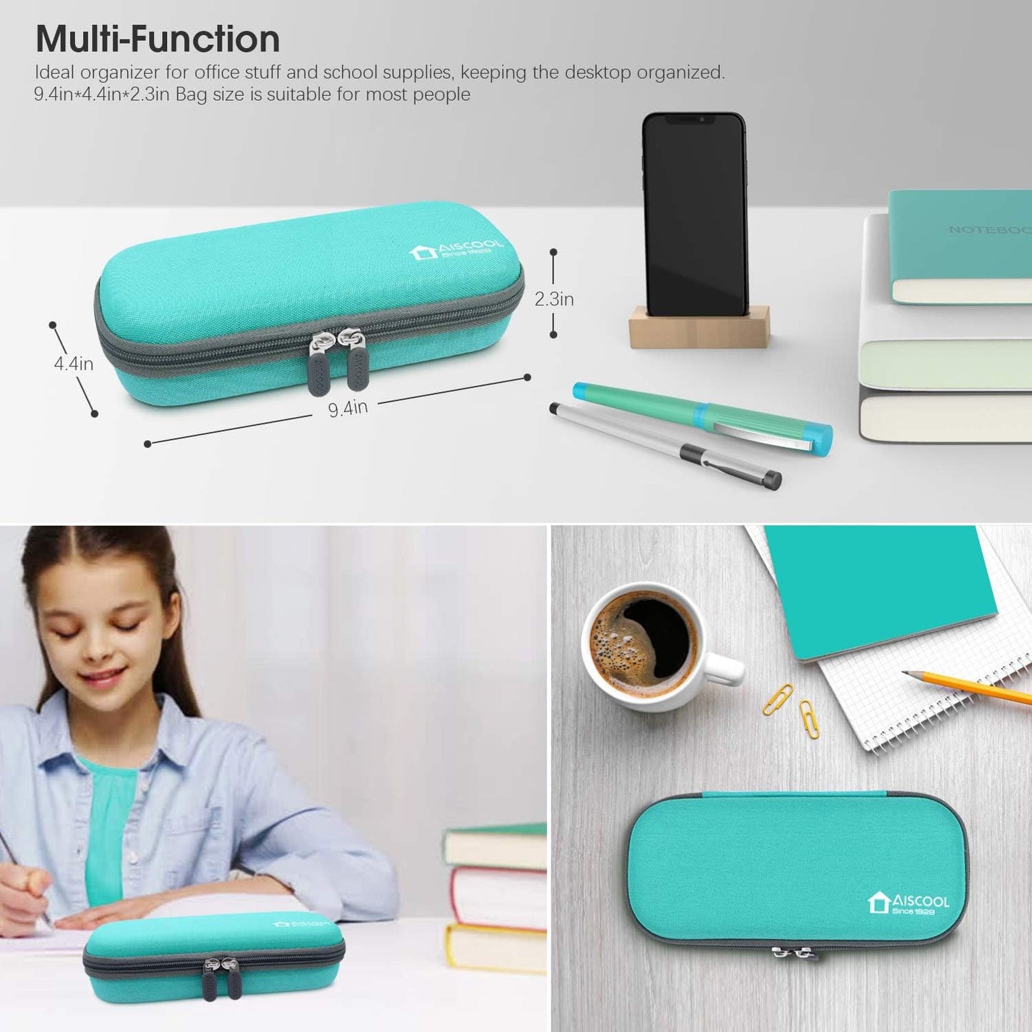 Big Capacity Pencil Case Pen Pouch Holder Bag Stationery Box Large Storage EVA Hard Shell for School Supplies Office Stuff (Green)