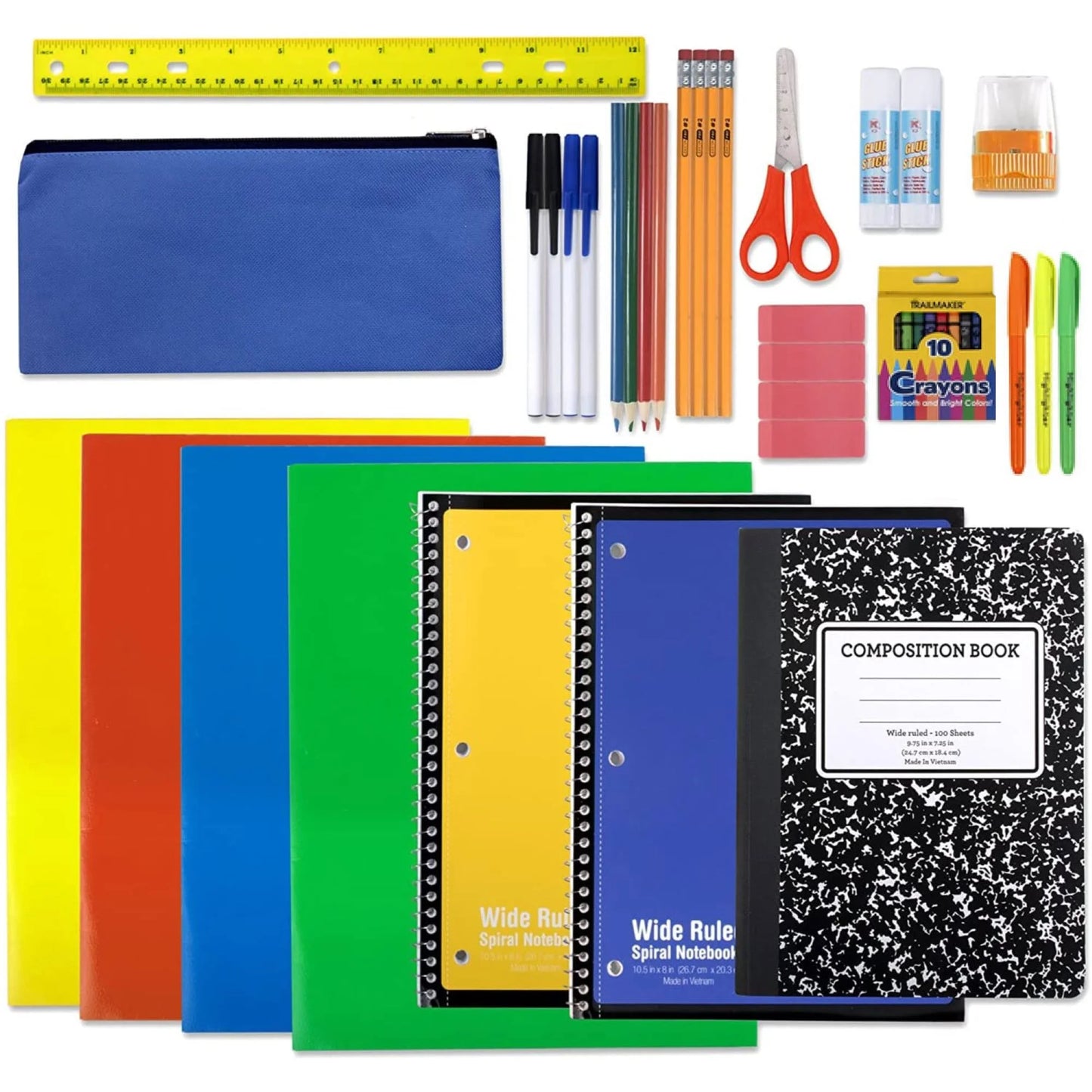 2355525 School Supply Kit, Assorted Color - 45 Piece - Case of 12