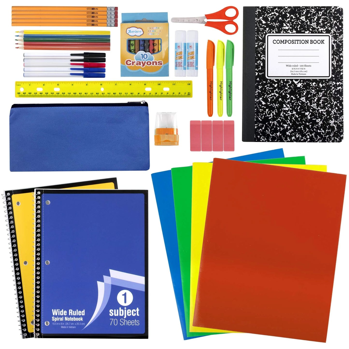 2355525 School Supply Kit, Assorted Color - 45 Piece - Case of 12