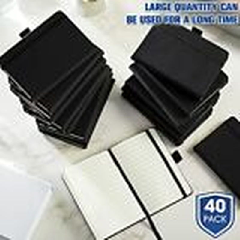 Pack Pocket Notebook Journals A6 Mini Hardcover Journal PU Leather 40 Black
