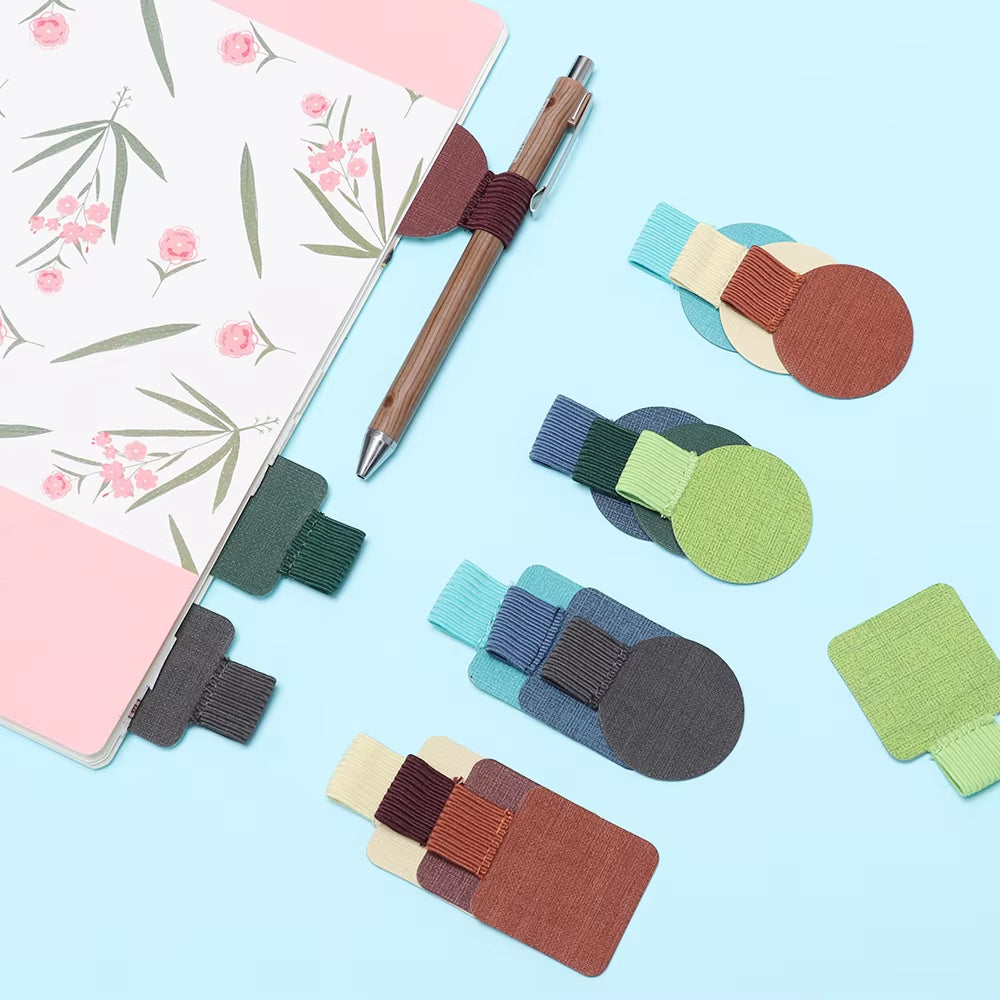 1PCS Colorful Self-Adhesive Leather Pen Clip Pencil Elastic Loop for Notebooks Journals Clipboards Pen Holder School Supplies