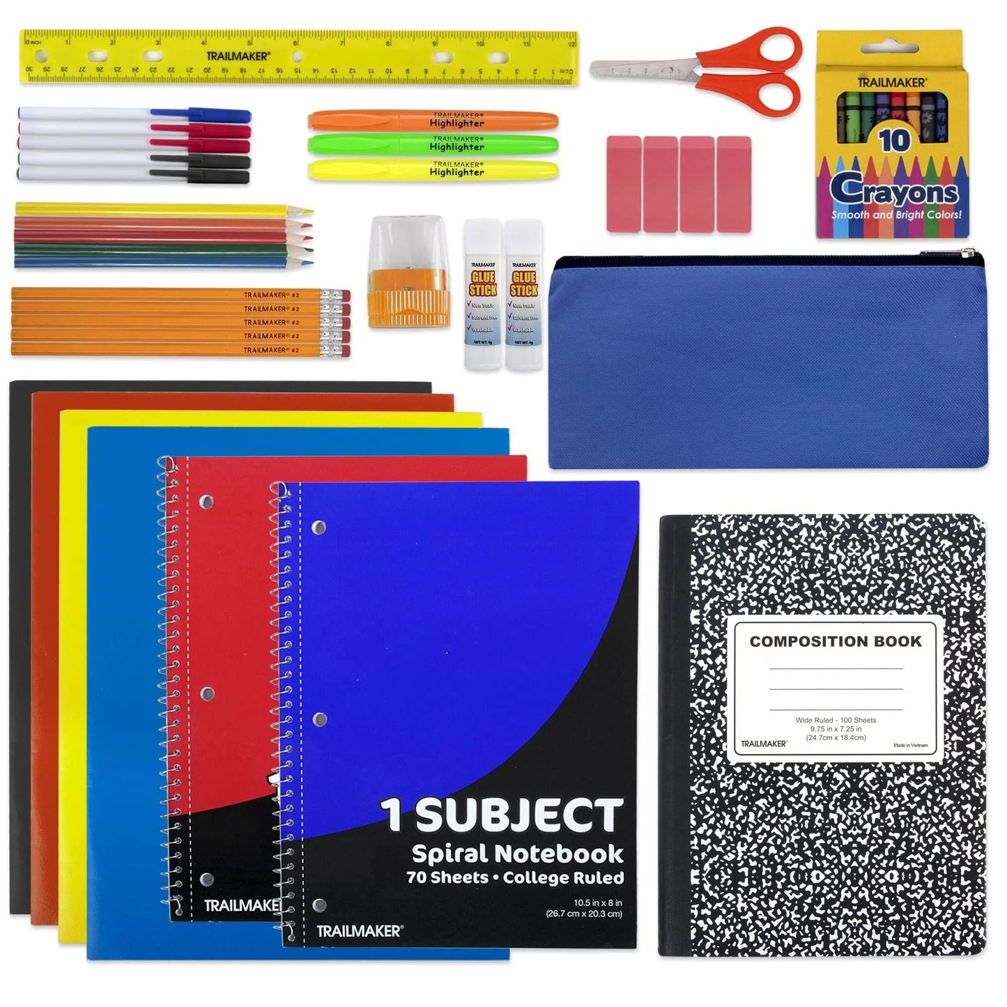 2355525 School Supply Kit, Assorted Color - 45 Piece - Case of 12