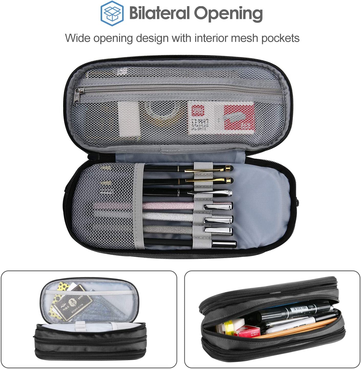 Big Capacity Pencil Case Pen Bag, Handheld Pencil Holder Pouch Pen Organizer Students Stationery Pouch with Durable Zipper Multi Compartments for School & Office Supplies