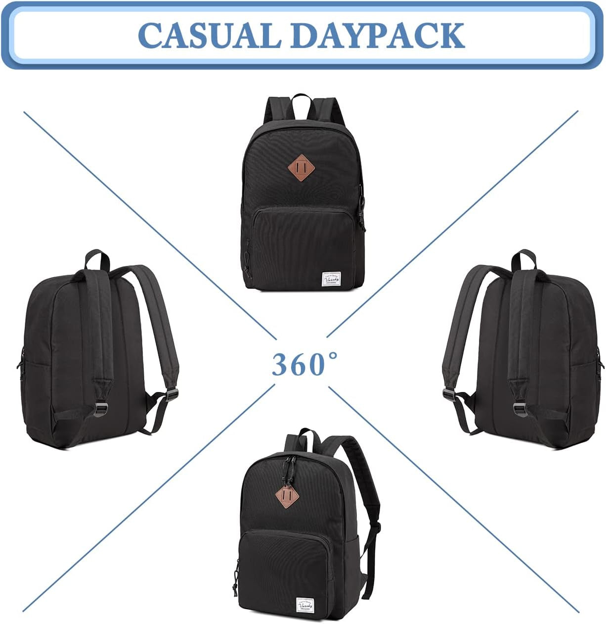 School Backpack, Ultra Lightweight Backpack for Men Women Schoolbag Bookbag for Kids Teen Boys Girls Black