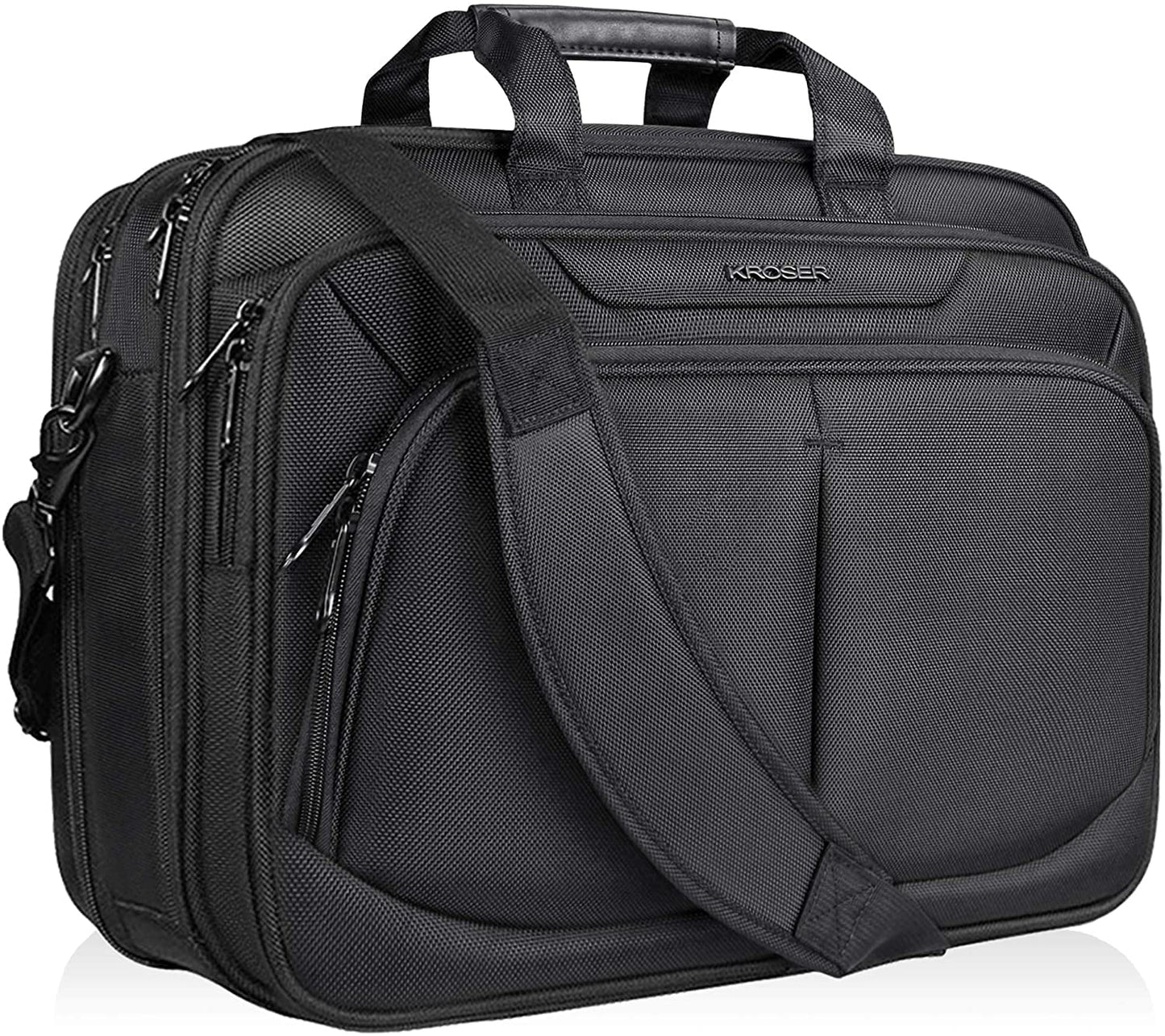 Laptop Bag for 17" Laptop Briefcase Water-Repellent Expandable Computer Bag Business Messenger Bag Shoulder Bag for School/Travel/Women/Men-Black