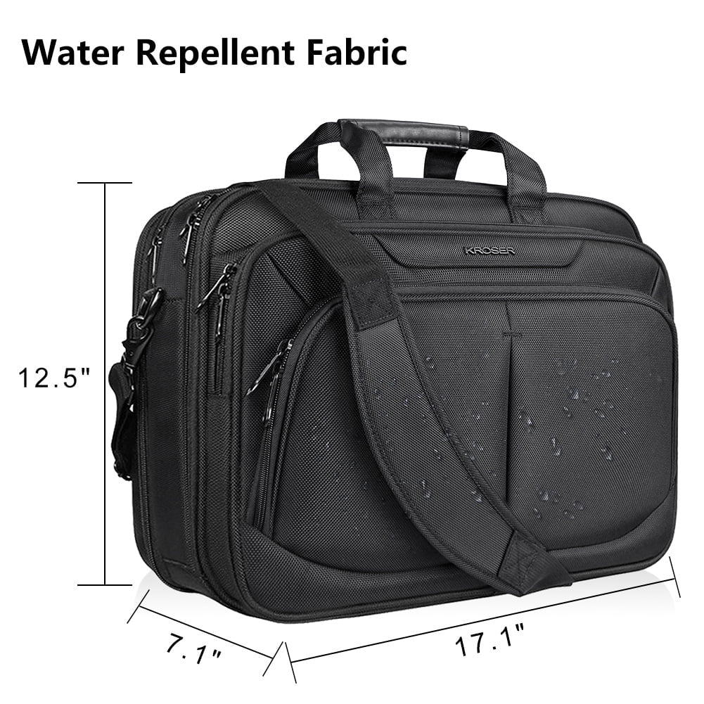 Laptop Bag for 17" Laptop Briefcase Water-Repellent Expandable Computer Bag Business Messenger Bag Shoulder Bag for School/Travel/Women/Men-Black