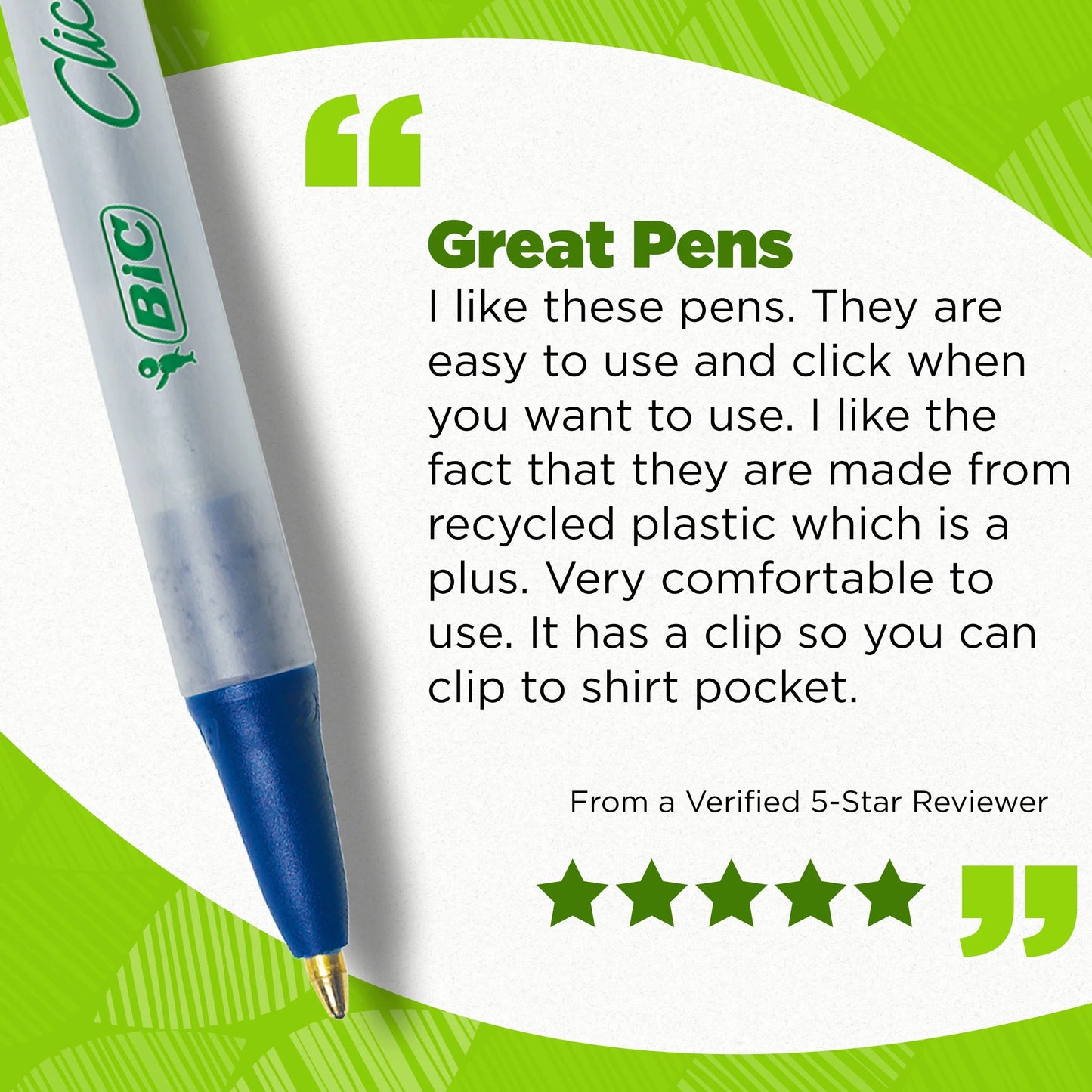 Ecolutions Clic Stic Ballpoint Pens, 78% Recycled Plastic, (1.0Mm), Blue, 12-Count