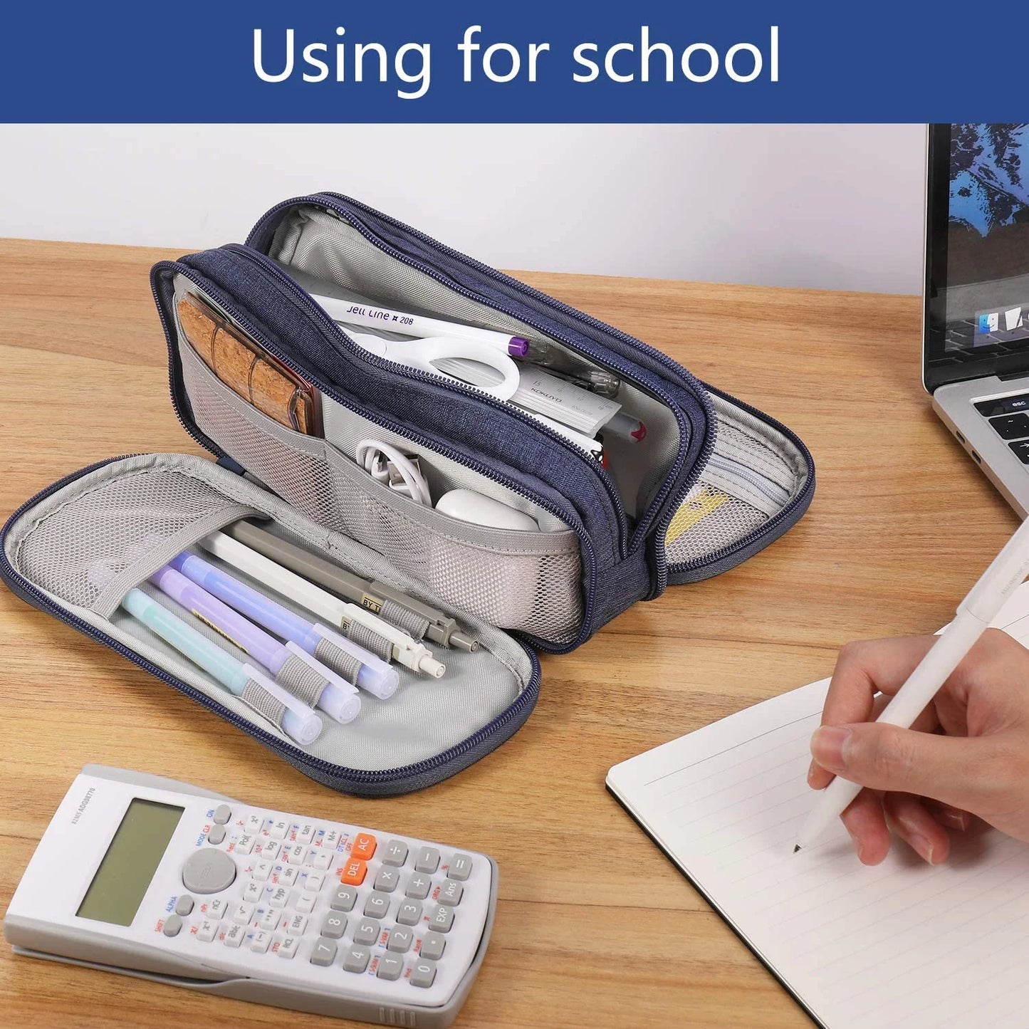 Portable Pencil Case with Large Capacity, Pink