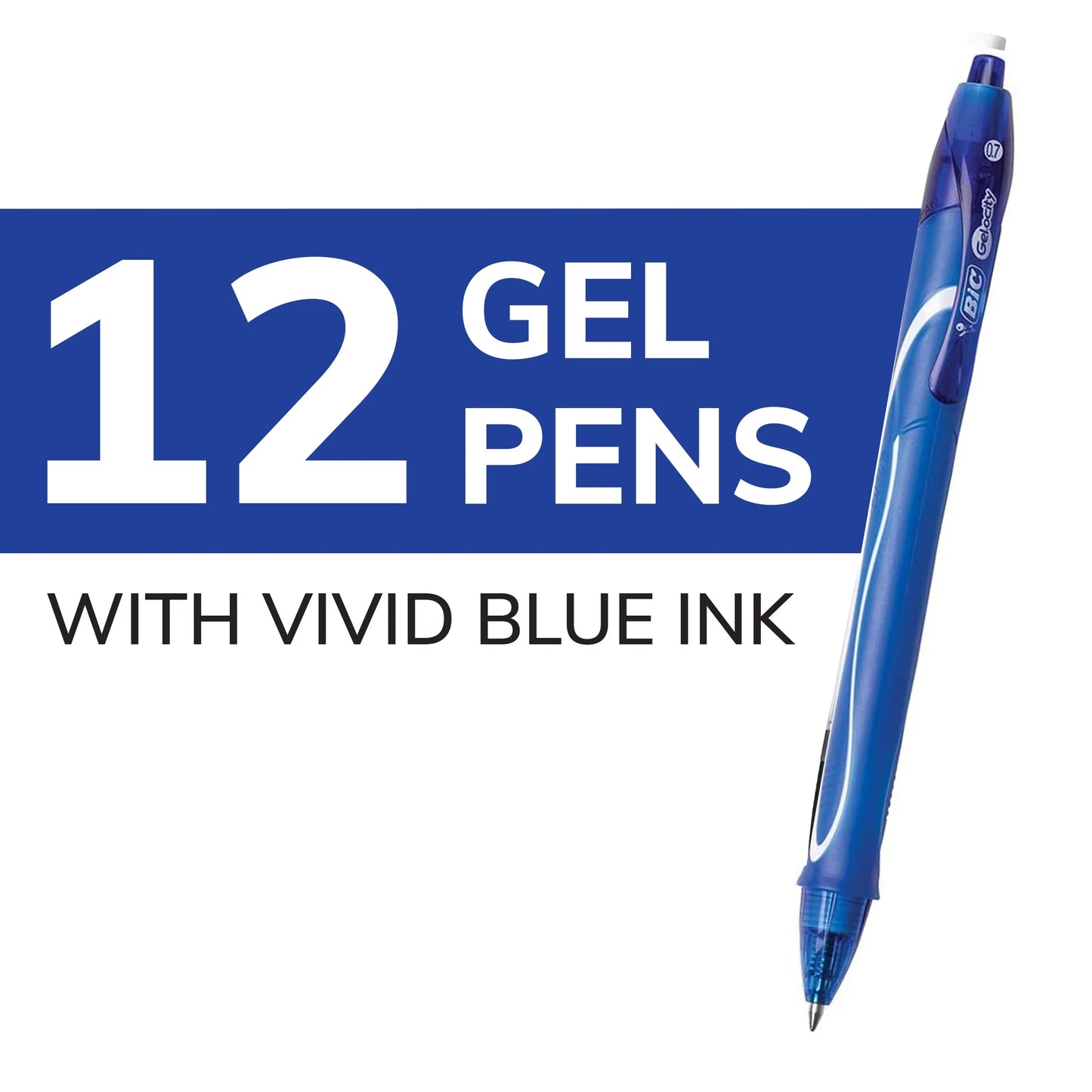 Gel-Ocity Retractable Quick Dry Gel Pen, Medium Point, Blue, 12-Count