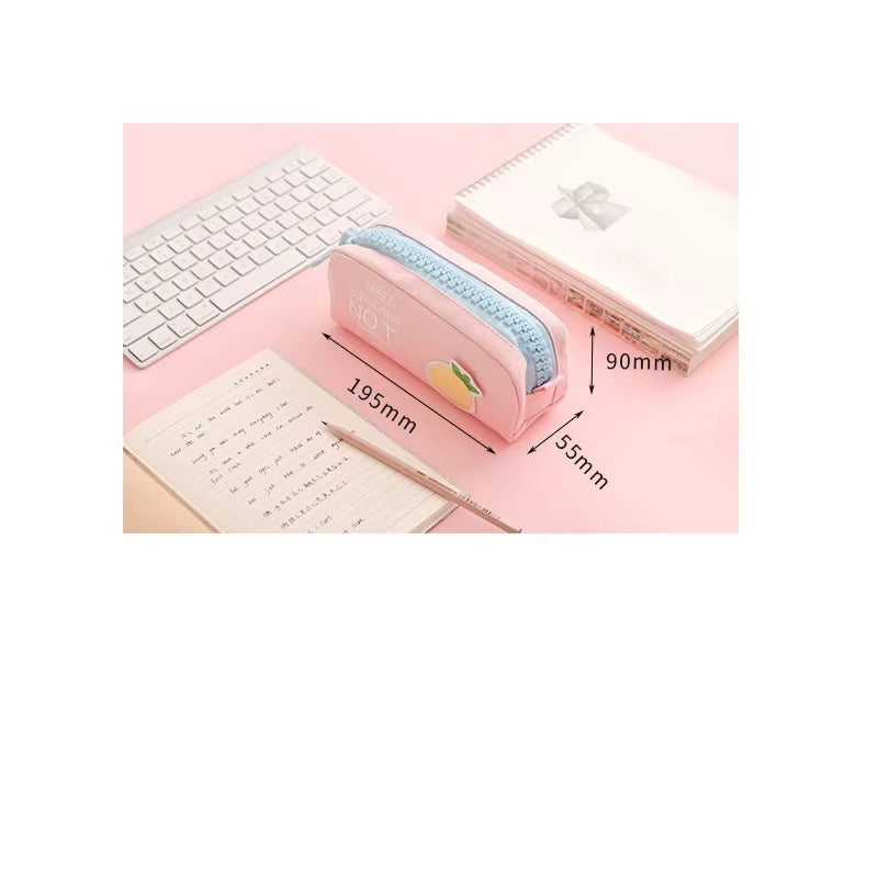 Big Zipper Fruit Pencil Bag Lemon Pineapple Canvas School Pencil Case Stationery Organizer Storage Bags for Pens Office A6628