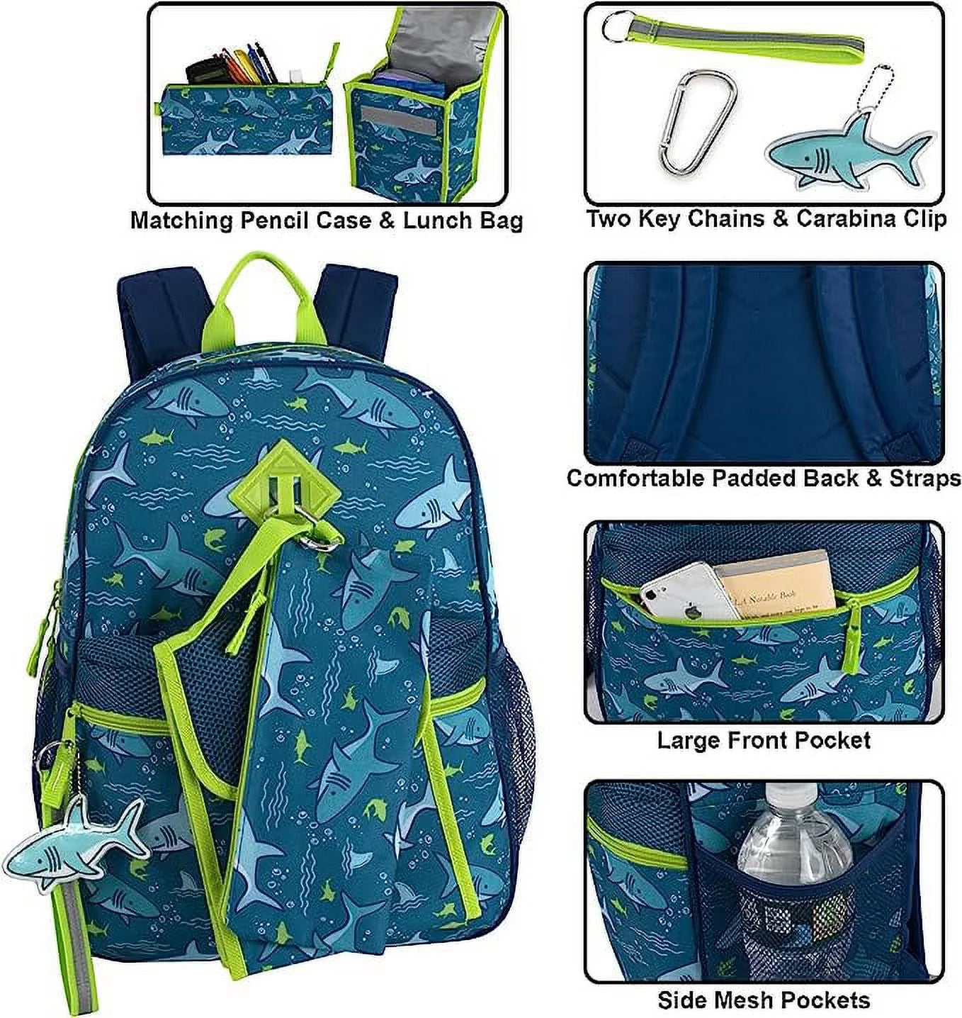 Trailmaker 6-In-1 Shark Backpack, Blue
