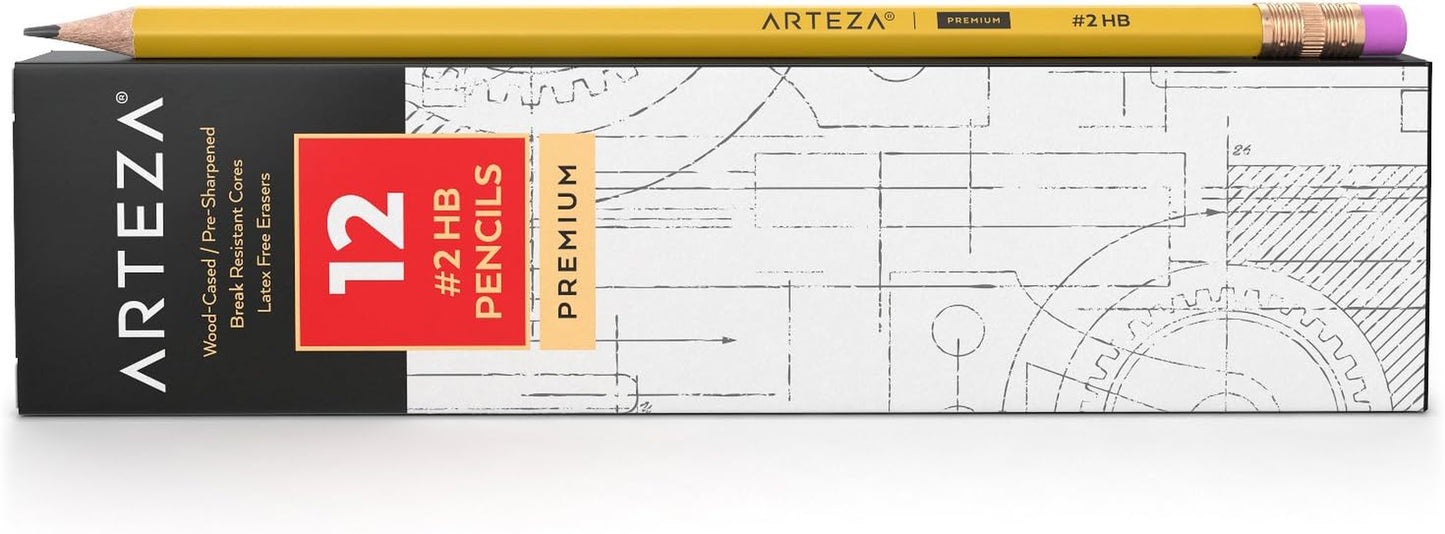 #2 HB Pencils in Bulk, 72 Pack, Pre-Sharpened, Writing Tools with Latex-Free Erasers, Essential for School, Office, Art and Design Environments