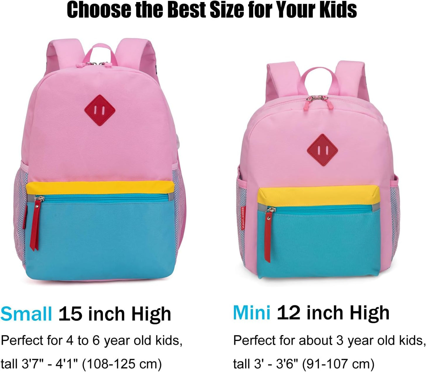 Preschool Backpack for Toddler Girls, Kids School Bag, Ages 3 to 7 Years Old, Small, Pink Blue
