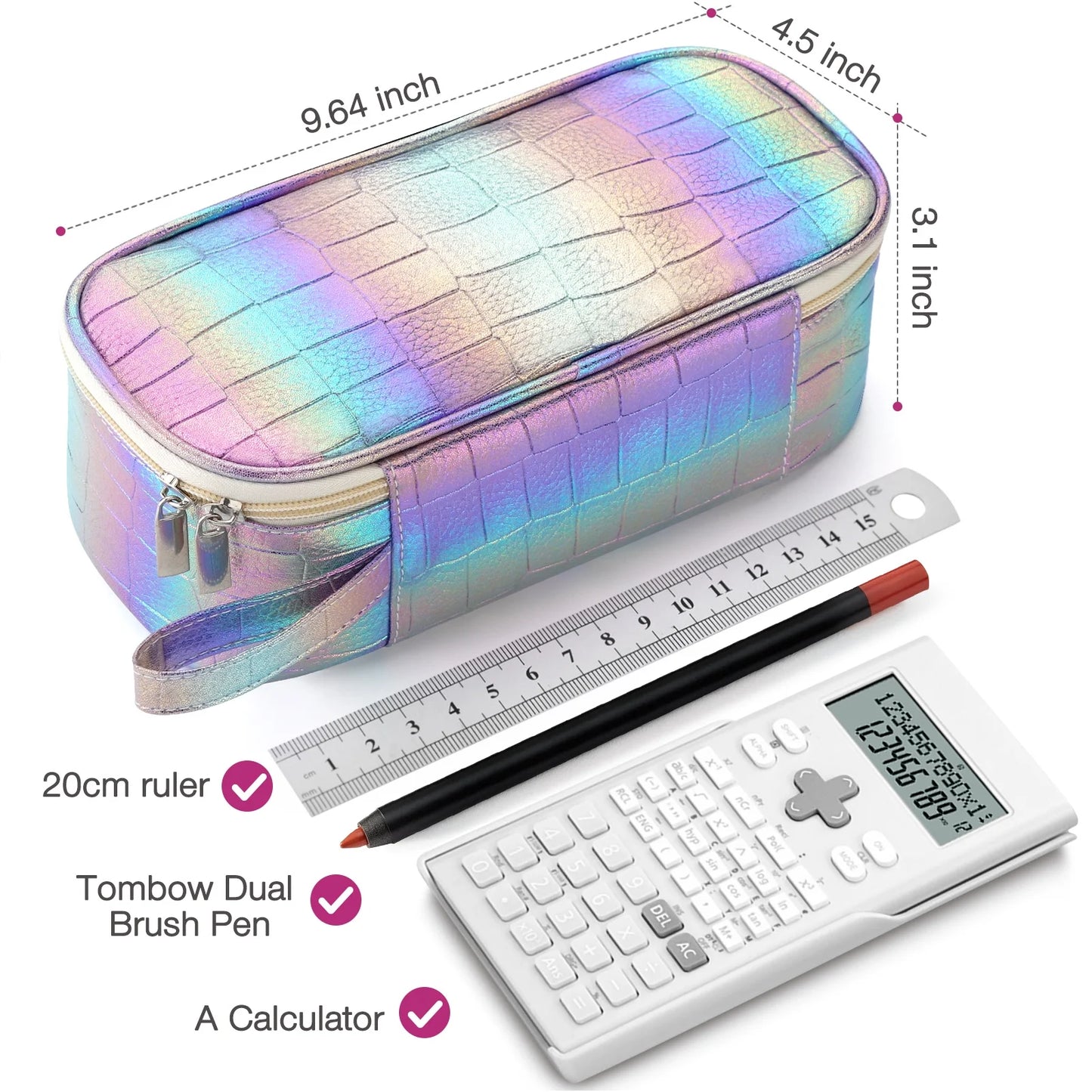 Pencil Case Large Capacity Pencil Pouch Handheld Pen Bag, Purple Pencil Case for Girls , Character Group Pencil Box for Kids School Supplies