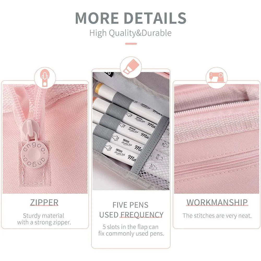 Pencil Case,Large Capacity Pencil Pouch Handheld Pen Bag,School Supplies for Teen Girls,Pink