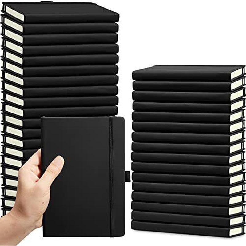 Pack Pocket Notebook Journals A6 Mini Hardcover Journal PU Leather 40 Black