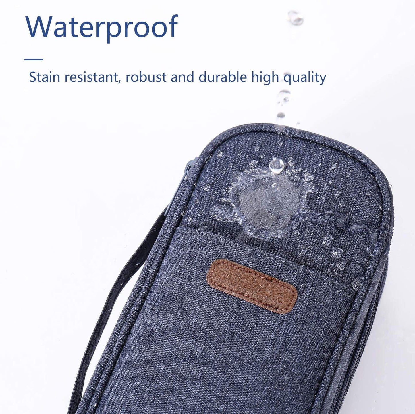 Oxford Cloth Pencil Case with Zipper Waterproof, Gray
