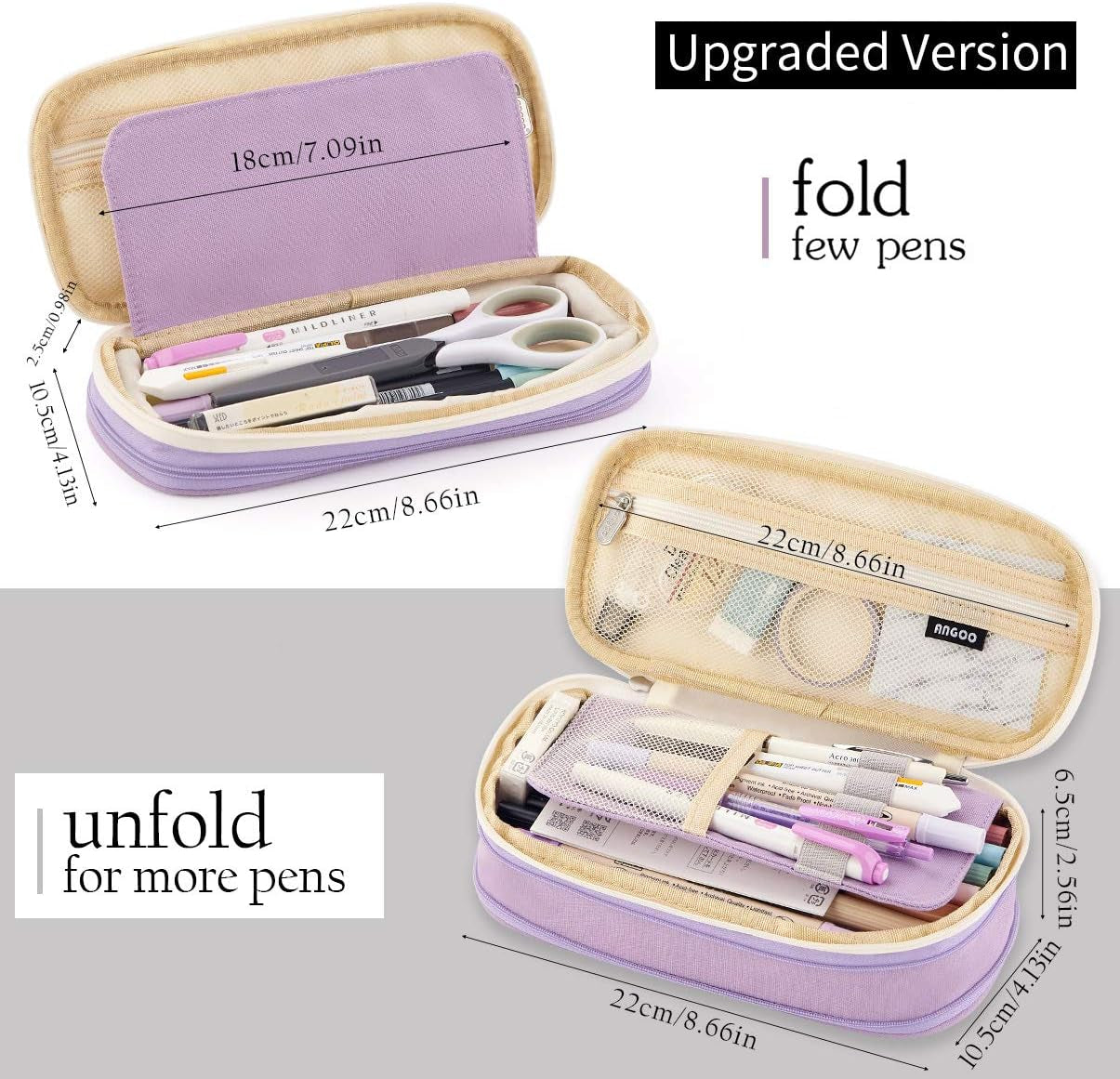 Big Capacity Pencil Pen Case Office College School Large Storage High Capacity Bag Pouch Holder Box Organizer Blue (Purple)