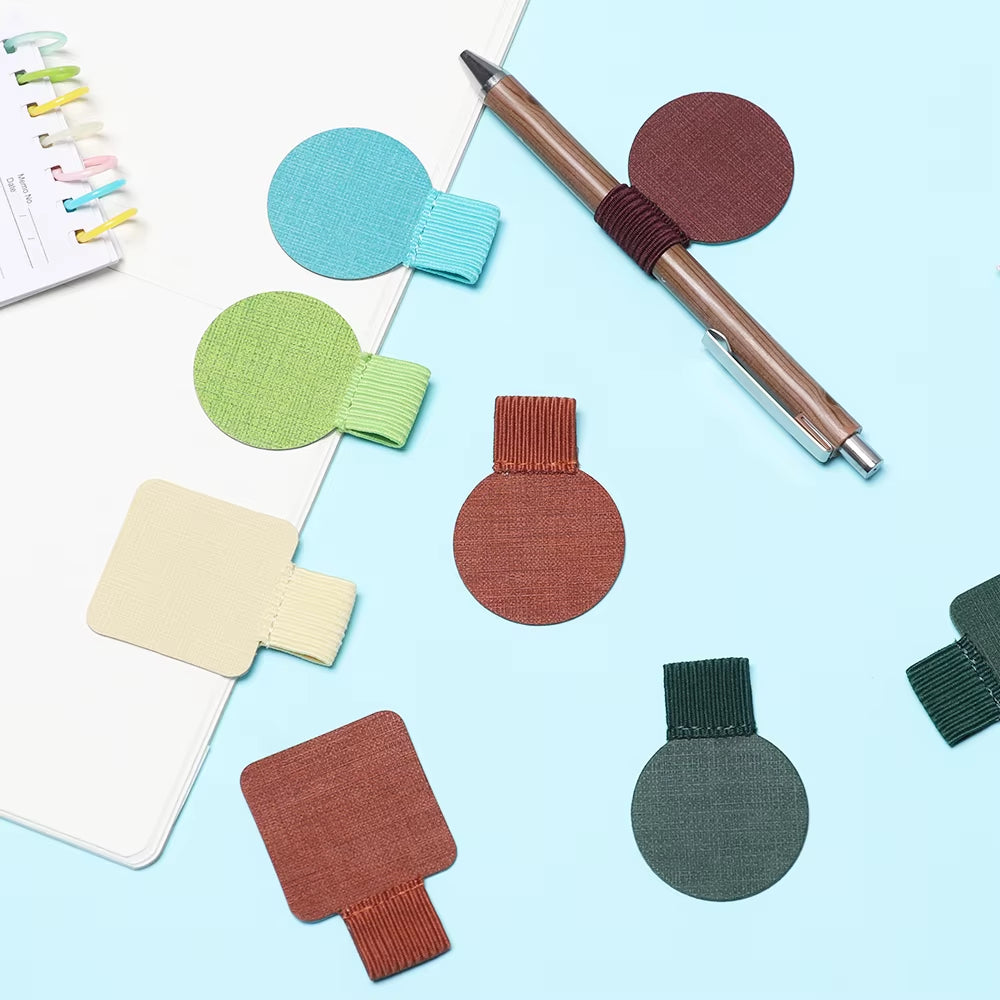 1PCS Colorful Self-Adhesive Leather Pen Clip Pencil Elastic Loop for Notebooks Journals Clipboards Pen Holder School Supplies