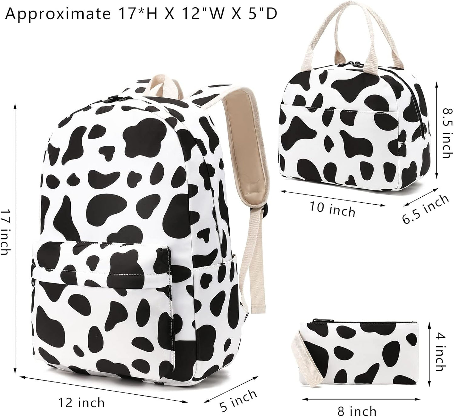 School Backpack for Teen Girls, Water Resistant Casual Daypack Laptop Backpack College Bookbag with Lunch Box and Pencil Case