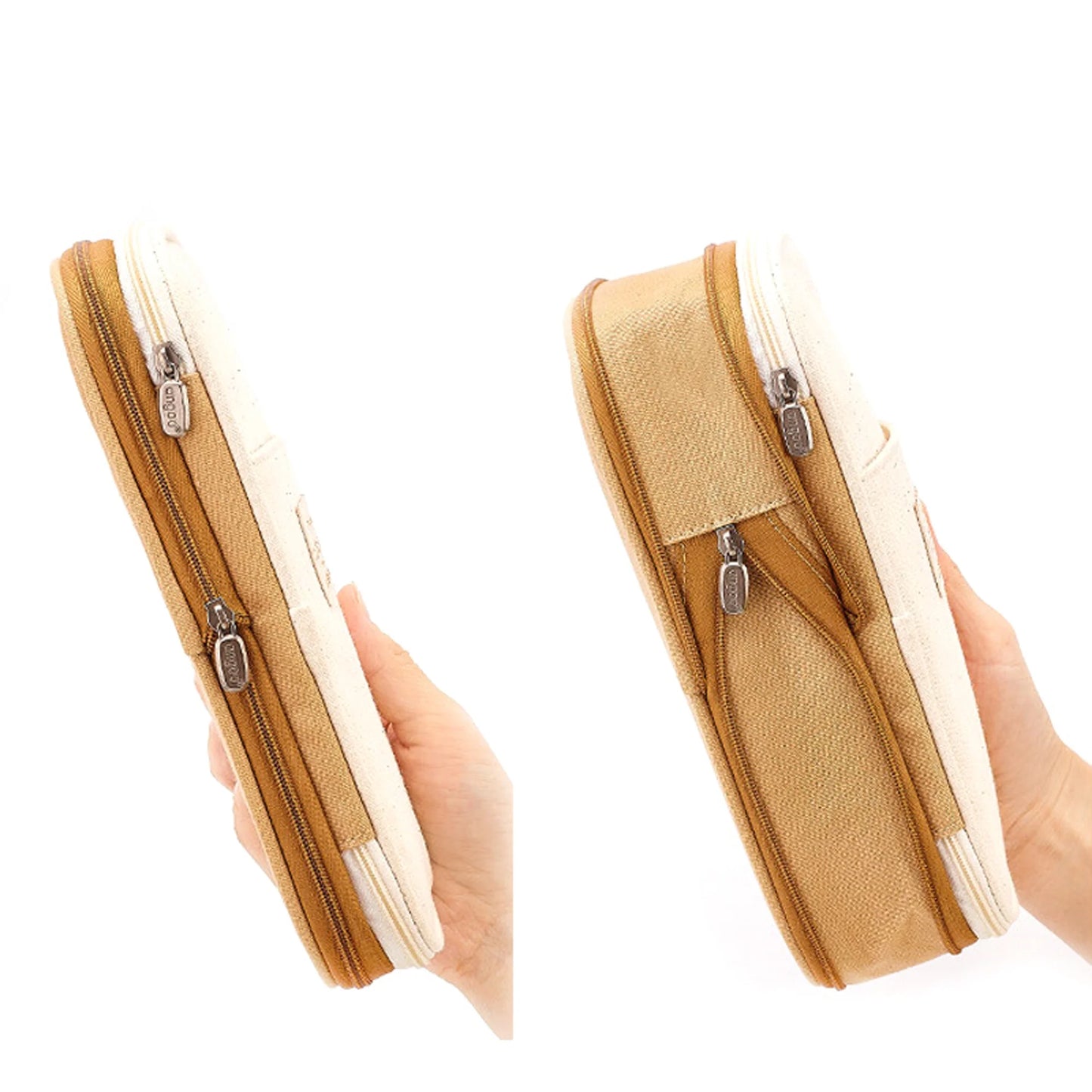 Double Zipper Pencil Case, Canvas, Multicolor