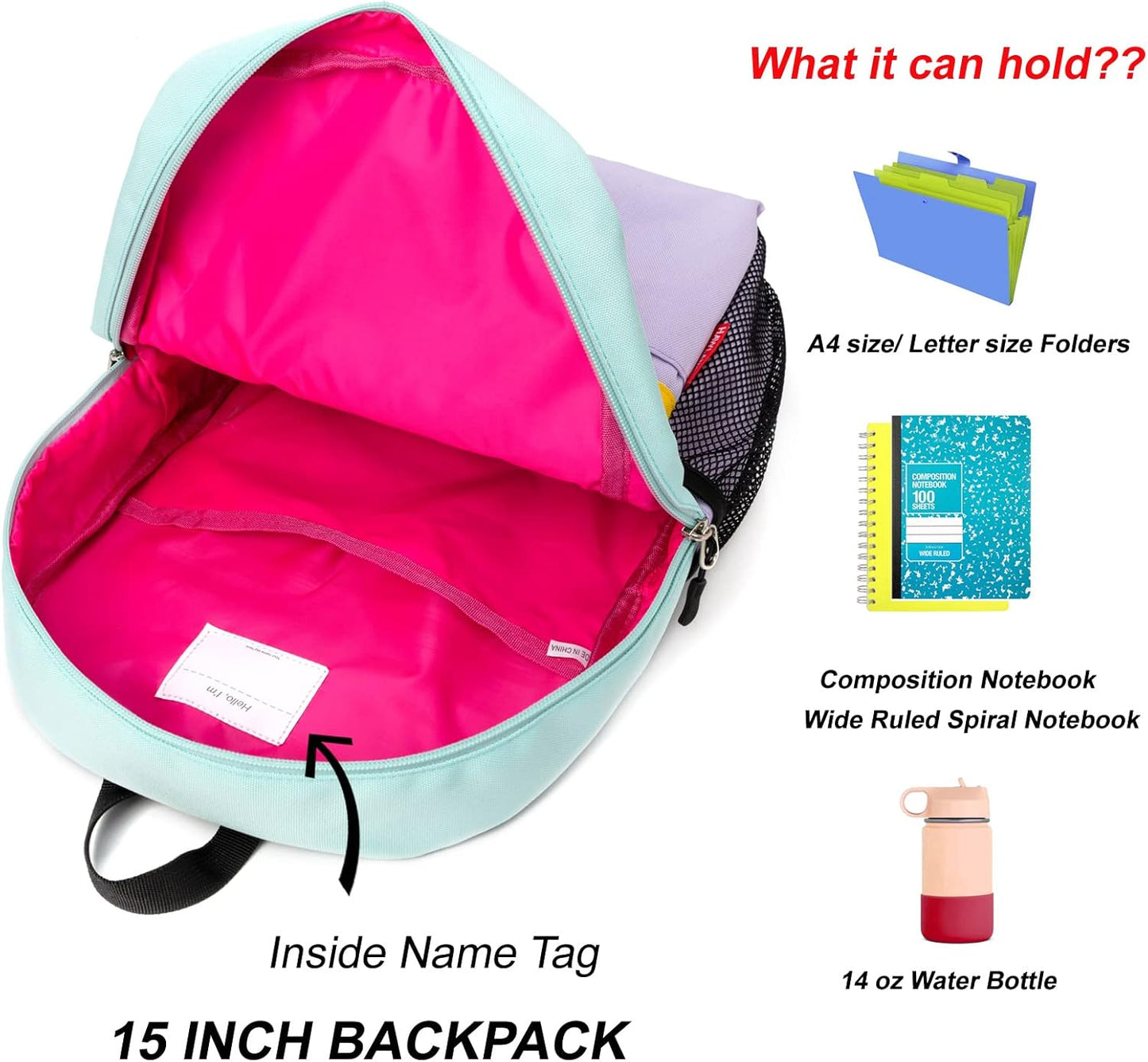 Preschool Backpack for Toddler Girls, Kids School Bag, Ages 3 to 7 Years Old, Small, Light Green