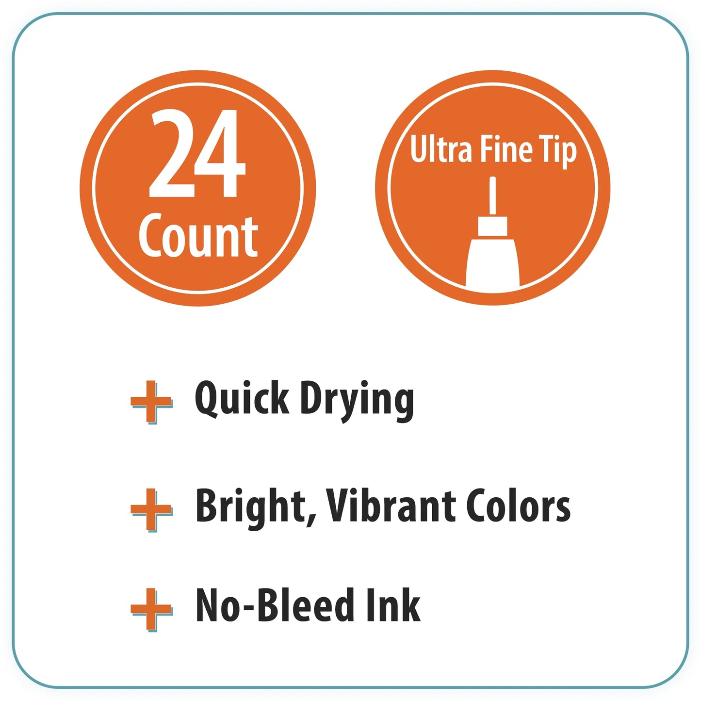 Felt-Tip Pens, Ultra Fine, Assorted Colors, 24 Count