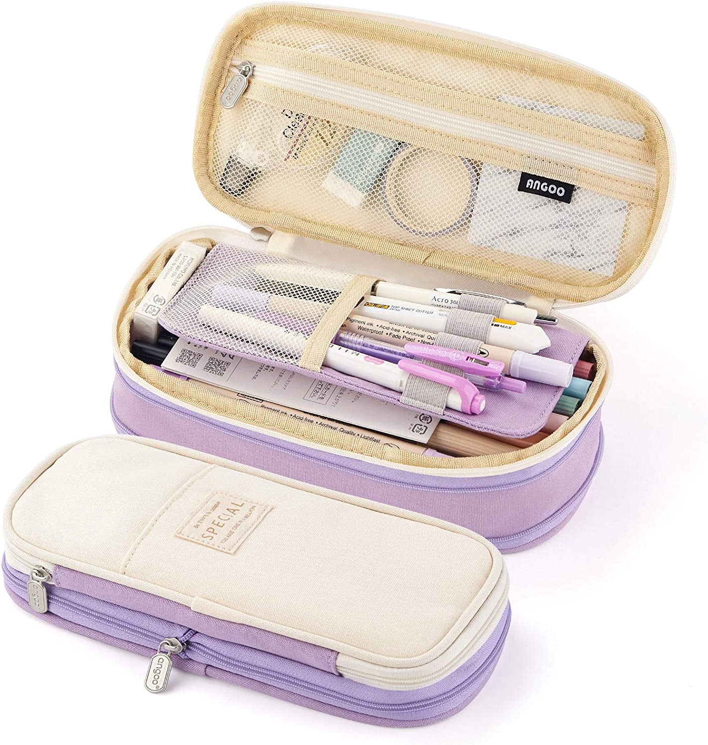 Big Capacity Pencil Pen Case Office College School Large Storage High Capacity Bag Pouch Holder Box Organizer Blue (Purple)