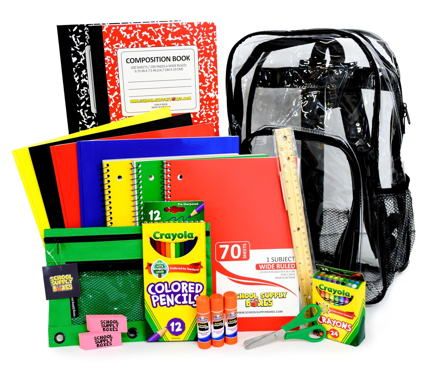 | 17" Clear Backpack Bundle for Elementary School