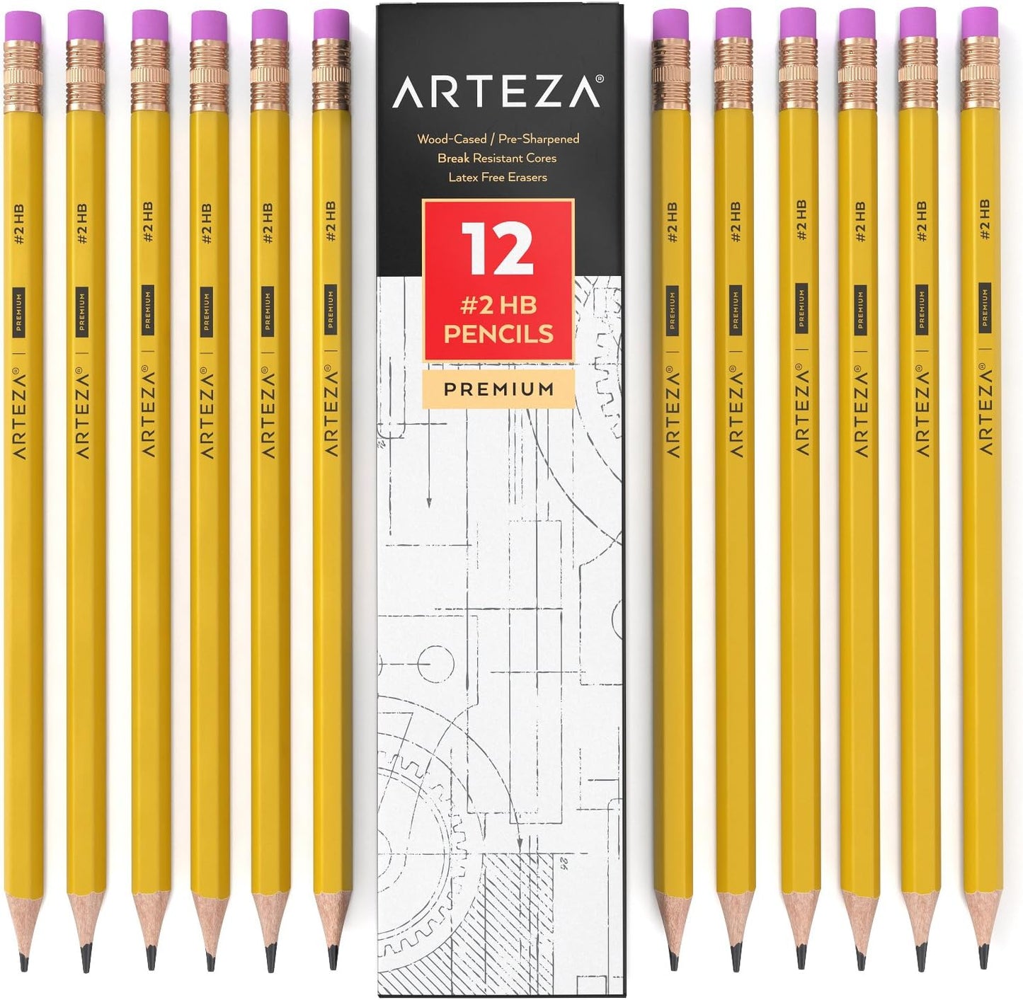 #2 HB Pencils in Bulk, 72 Pack, Pre-Sharpened, Writing Tools with Latex-Free Erasers, Essential for School, Office, Art and Design Environments