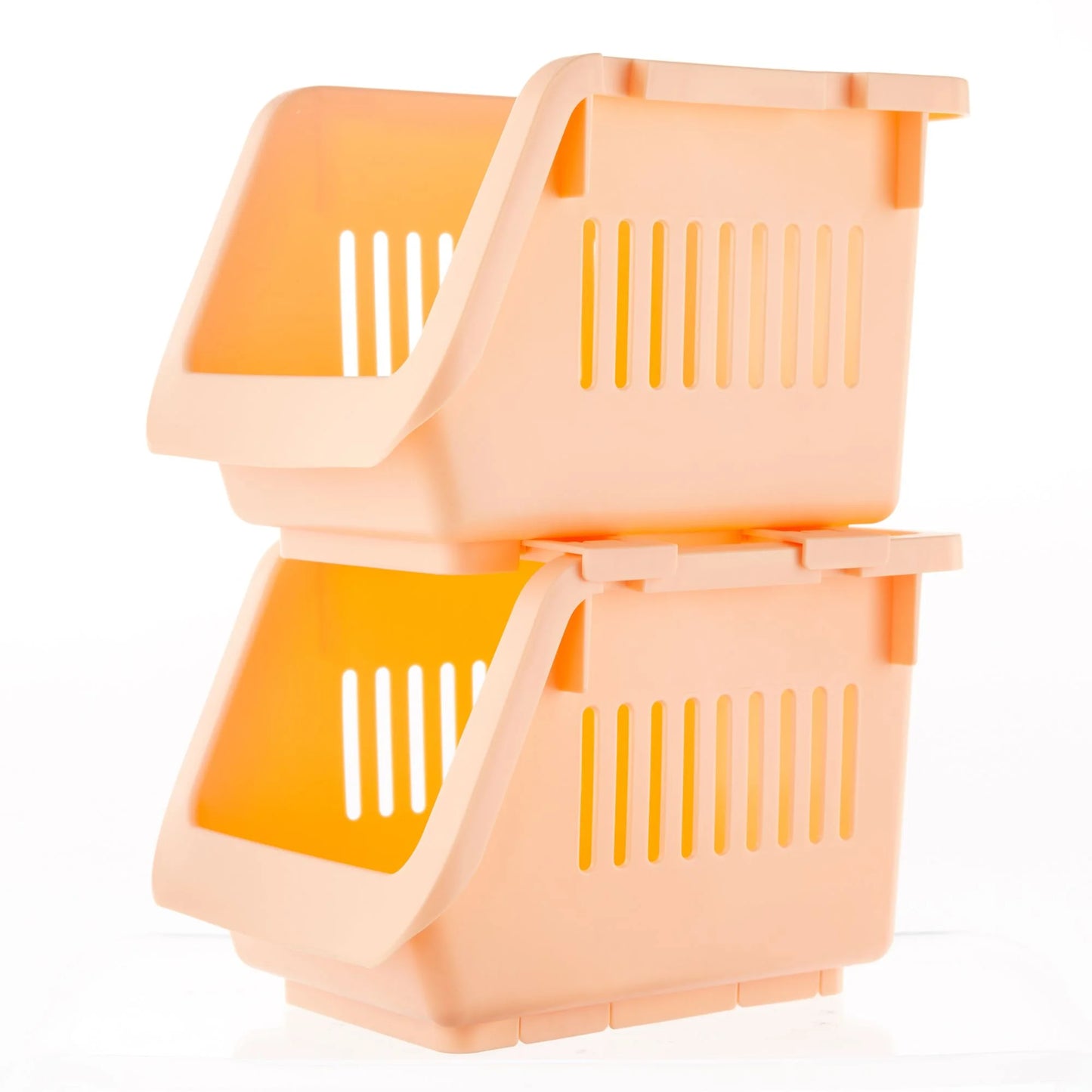 Pen + Gear Stackable Polypropylene, Plastic Storage Bins, Peach, 2 Count, All Ages