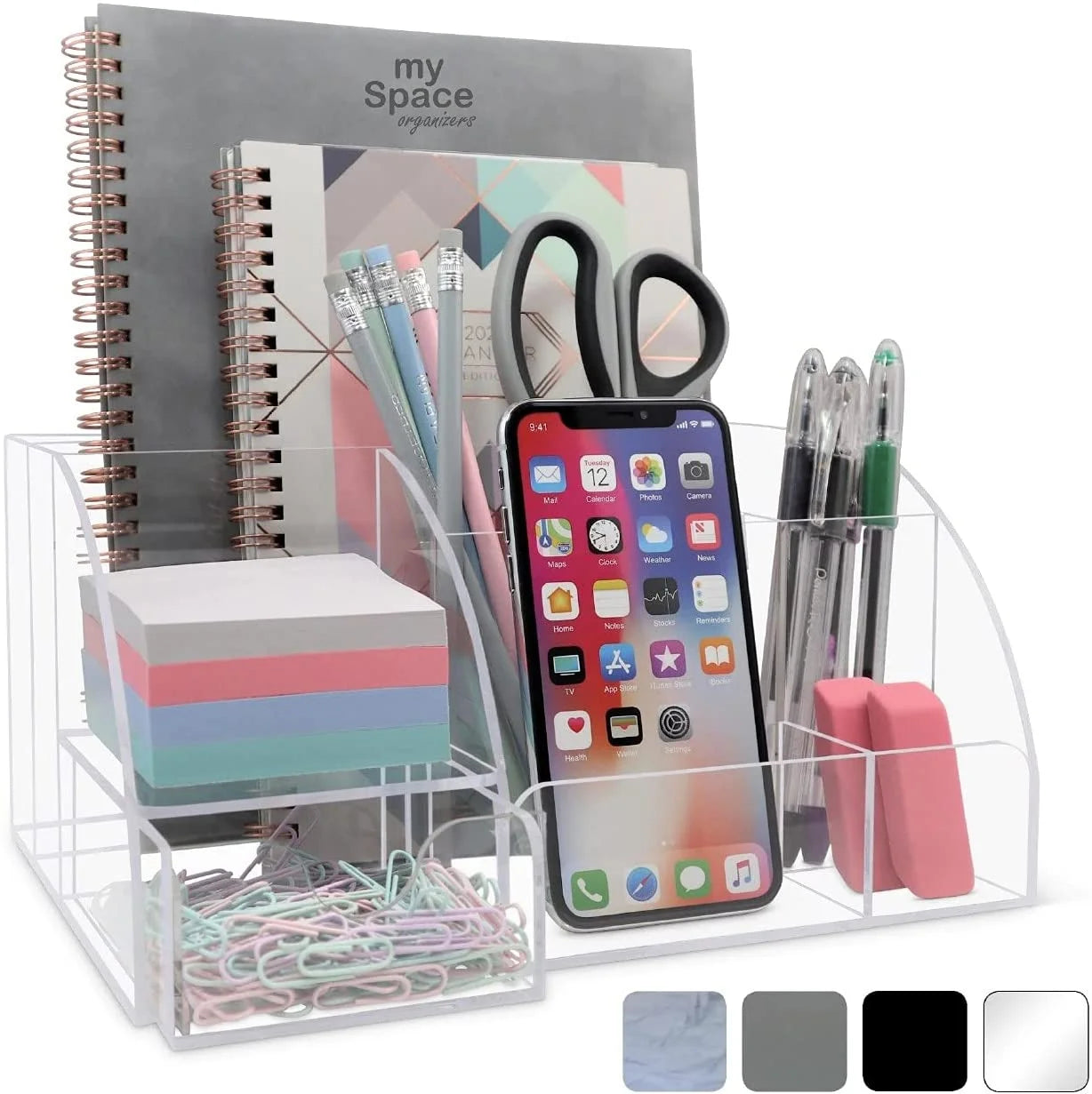 Clear Desk Organizer Acrylic for Home Office and School Supplies and Accessories