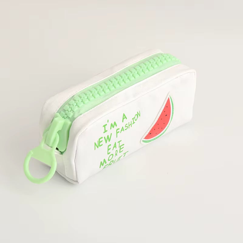 Big Zipper Fruit Pencil Bag Lemon Pineapple Canvas School Pencil Case Stationery Organizer Storage Bags for Pens Office A6628