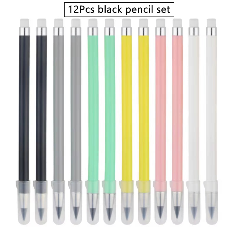 12 Colors Set Everlasting Pencil with Refill Unlimited Writing Pencils Eternal Erasable Pencil Pens for Kids School Art Supplies