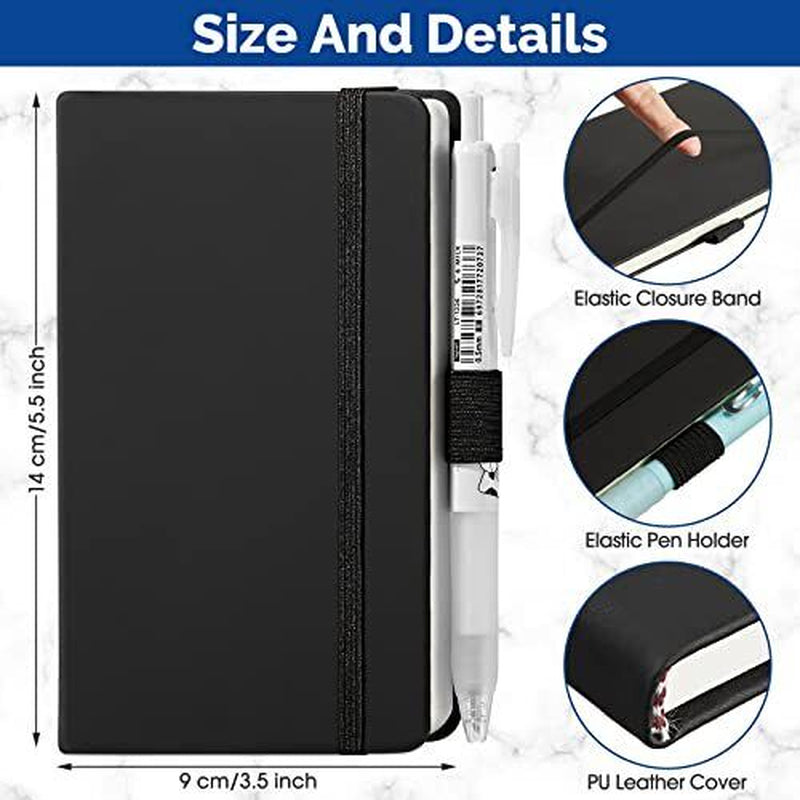 Pack Pocket Notebook Journals A6 Mini Hardcover Journal PU Leather 40 Black