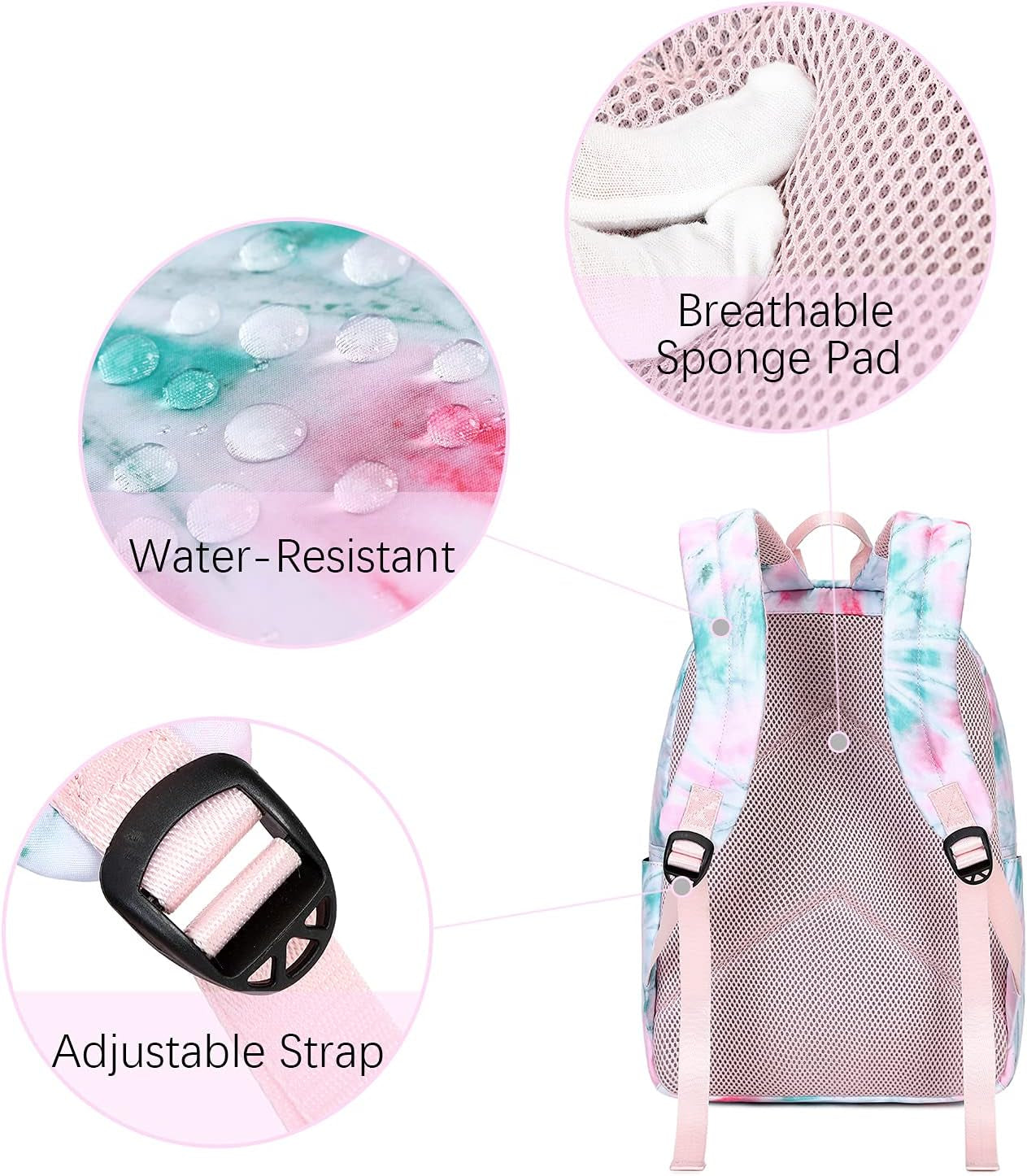 Lightweight Tie Dye School Backpacks for Teen Girls Backpack with Lunch Bag (A Tie Dye)