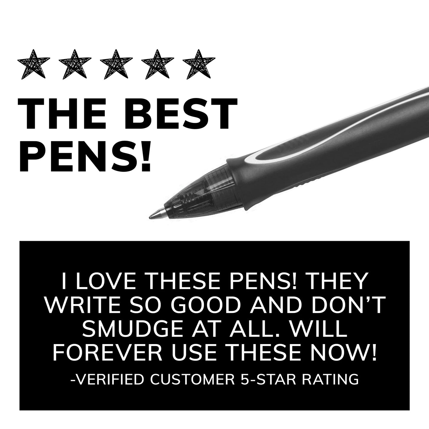 Gelocity Quick Dry Black Gel Pens, Medium Point (0.7Mm), 4-Count Pack