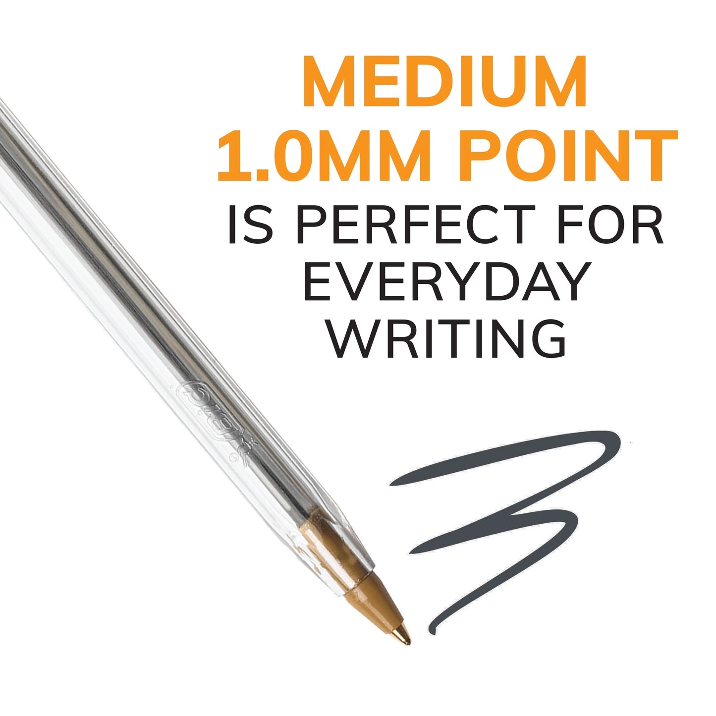 Cristal Xtra Smooth Black Ballpoint Pens, Medium Point (1.0Mm), 10-Count Pack