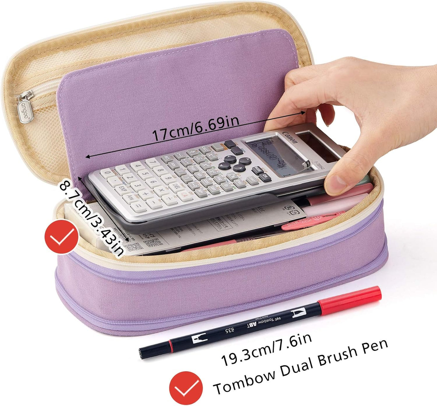 Big Capacity Pencil Pen Case Office College School Large Storage High Capacity Bag Pouch Holder Box Organizer Blue (Purple)
