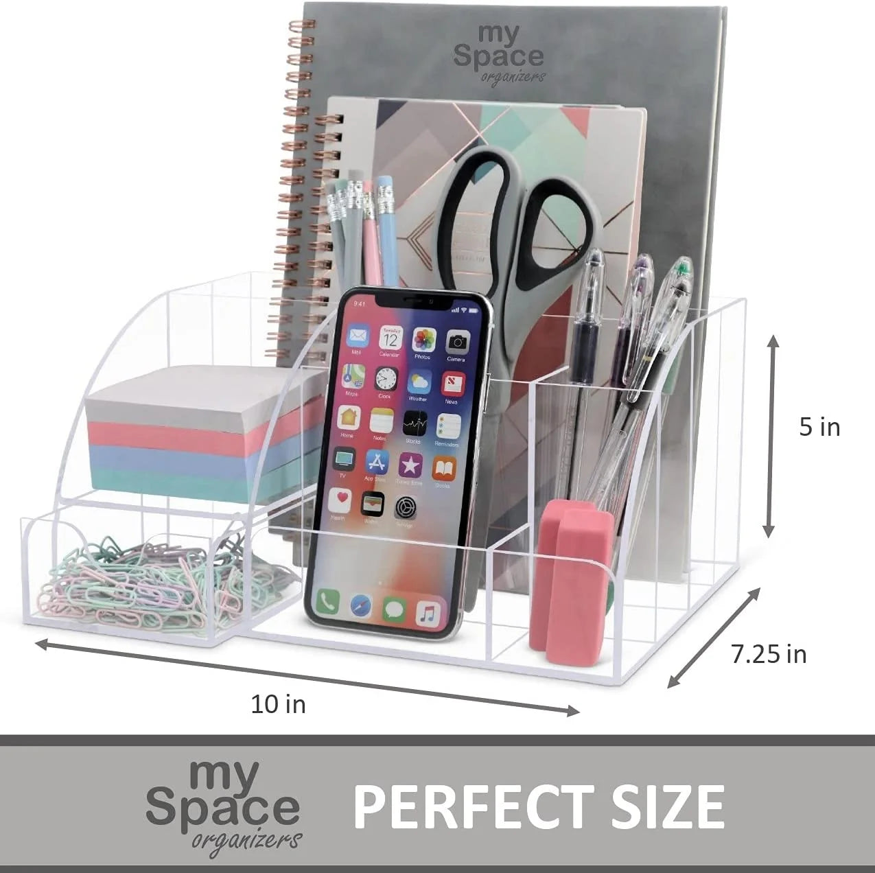 Clear Desk Organizer Acrylic for Home Office and School Supplies and Accessories