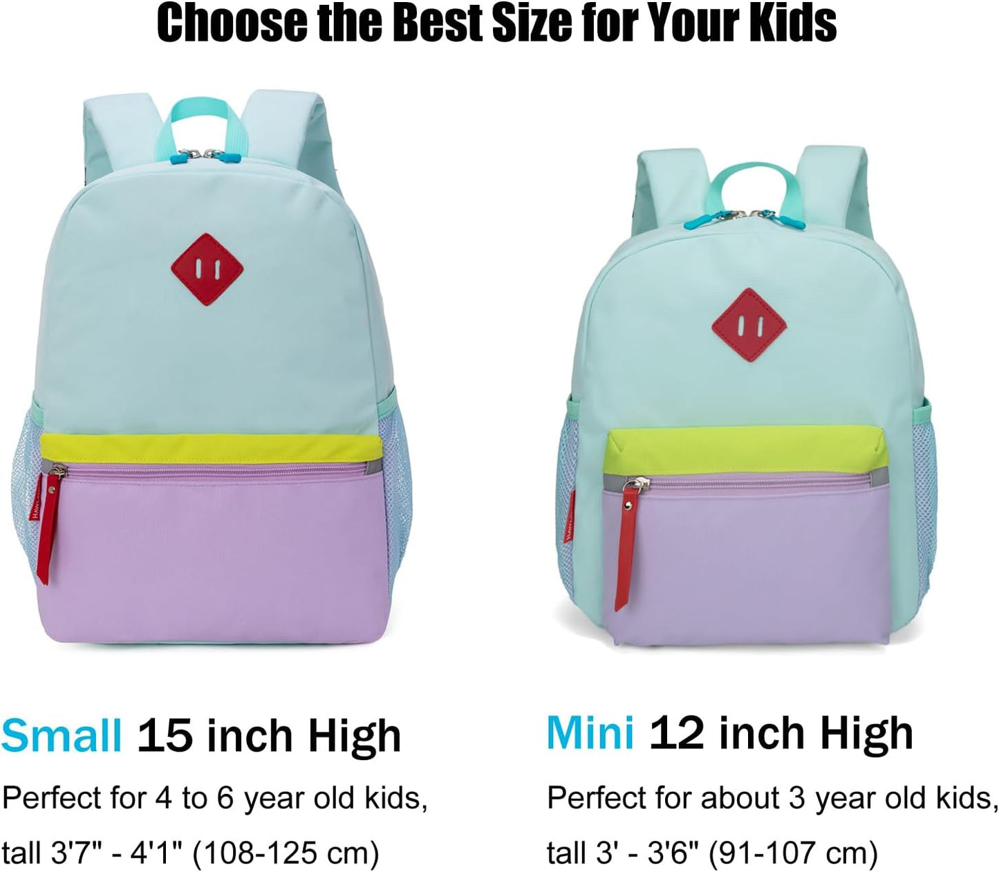 Preschool Backpack for Toddler Girls, Kids School Bag, Ages 3 to 7 Years Old, Small, Light Green