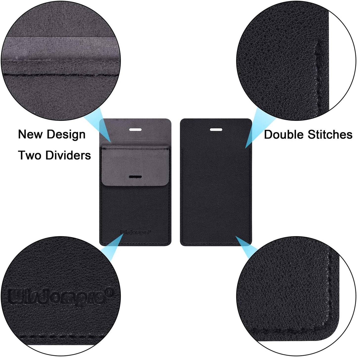 Pocket Protector, 3 Pack PU Leather Heavy Duty Pen Holder Pouch for Shirts, Lab Coats, Pants - Multi-Purpose - Holds Pens, Pointers, Pencils, and Notes - Black